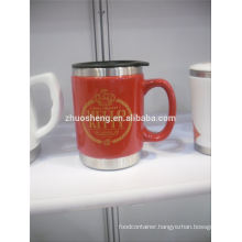 high demand products ceramic mug with stainless steel base, ceramic chalk mug
